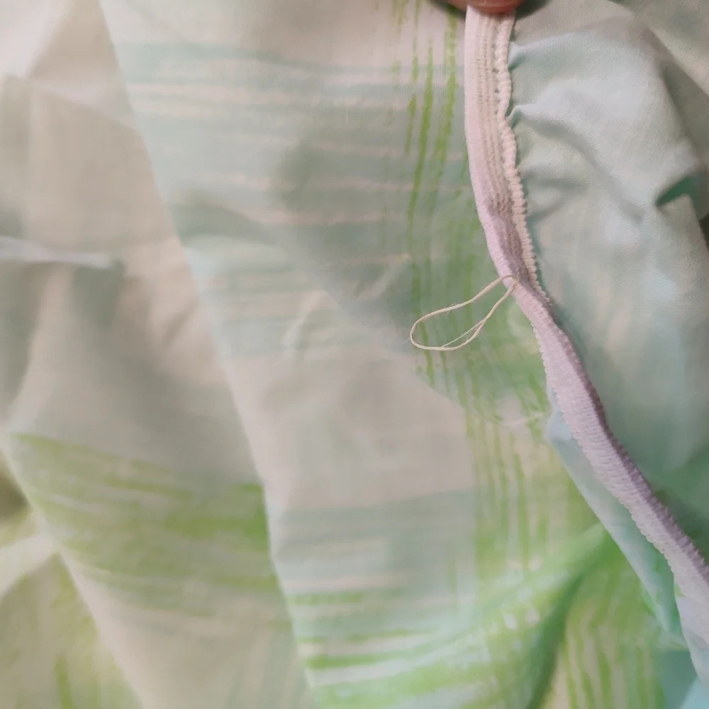 Vintage Queen Fitted Sheet / Blue/Green Pastel / Watercolor
